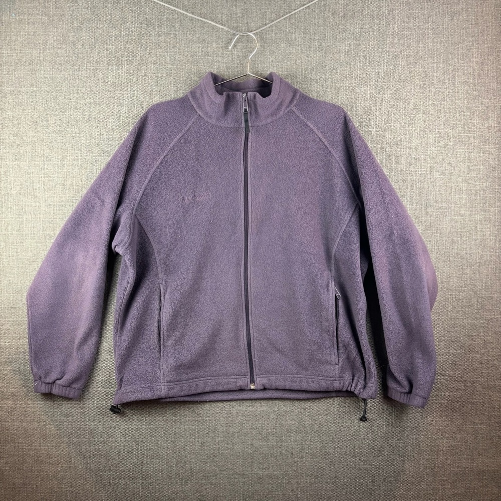Columbia Jacket Womens 1X Purple Full Zip Fleece Outdoors Pockets Warm Pullover